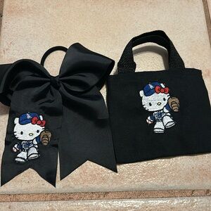 Los Angeles Dodgers embroidered Hello Kitty hair tie and mini purse set
